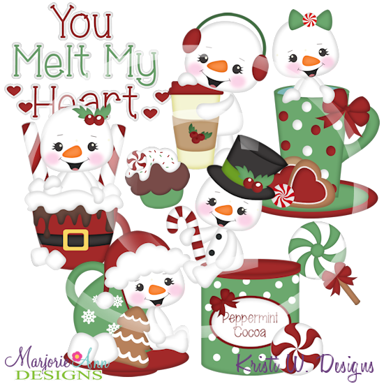 You Melt My Heart Snowmen 2 SVG Cutting Files Includes Clipart - Click Image to Close